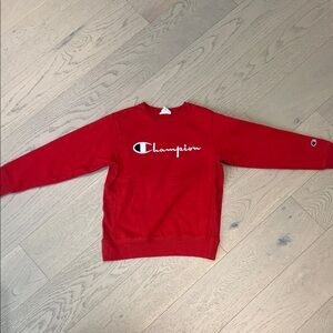 Champion Red Crewneck with White Script Logo